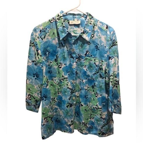 Jones New York Sport Floral Linen Button-Up Blouse Bust Size 50 inches Tag Gone - Picture 1 of 7